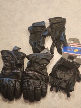 Harley-Davidson Black Leather Motorcycle Gloves Set